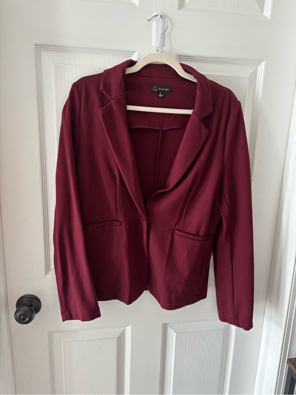 Stretch Burgundy Single-Button Blazer